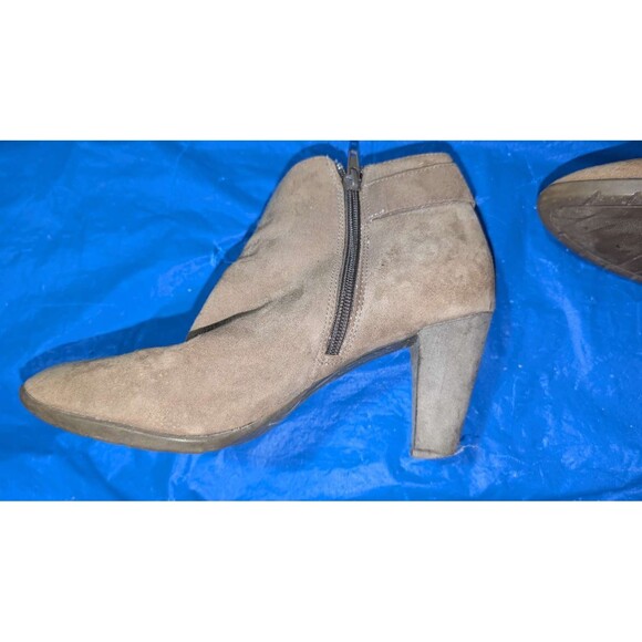 Anne Klein iflex Women's Brown Suede Ankle Boots Block Heel Side Zip sz 8m shoes - Picture 8 of 12